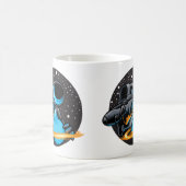 Der Astronaut zeichnet den Planeten Kaffeetasse (Mittel)