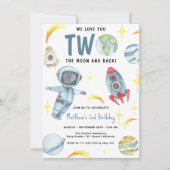Der Astronautenraum Zwei der Mond zum Geburtstag Einladung (Vorderseite)