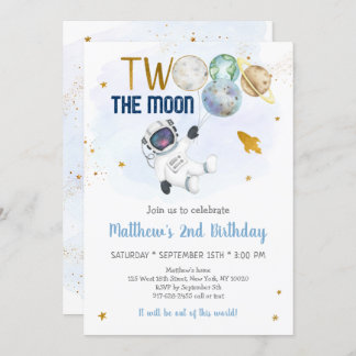 Der Astronautenraum zwei zum Geburtstag des Mondes Einladung
