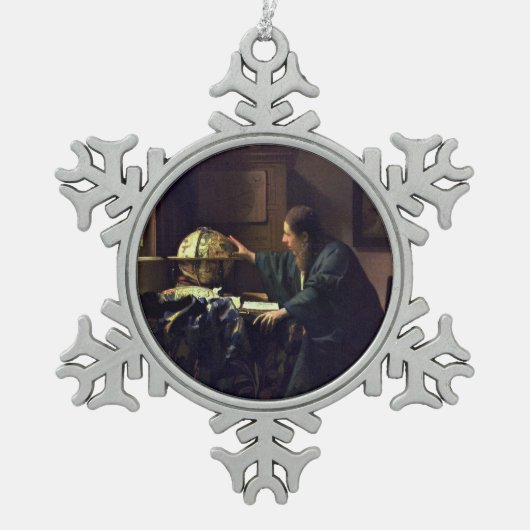 Der Astronom von Johannes Vermeer Schneeflocken Zinn-Ornament (Vorderseite)
