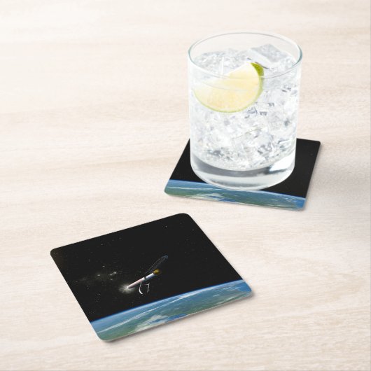 Der Atlas V541 startet im Orbit. Rechteckiger Pappuntersetzer (Vor Ort)