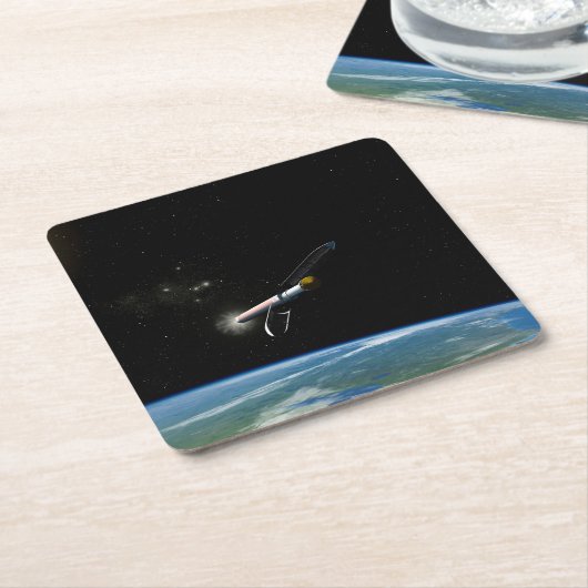 Der Atlas V541 startet im Orbit. Rechteckiger Pappuntersetzer (angewinkelt)