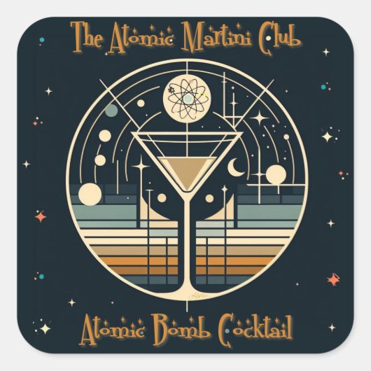 Der Atomic Martini Club Atomic Bomb Cocktail Quadratischer Aufkleber (Vorderseite)