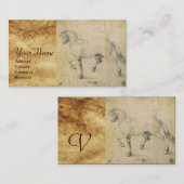 DER AUF DEM ANTIQUEN PARCHMENT-Monogramm ZEICHNEND Visitenkarte (Vorne/Hinten)