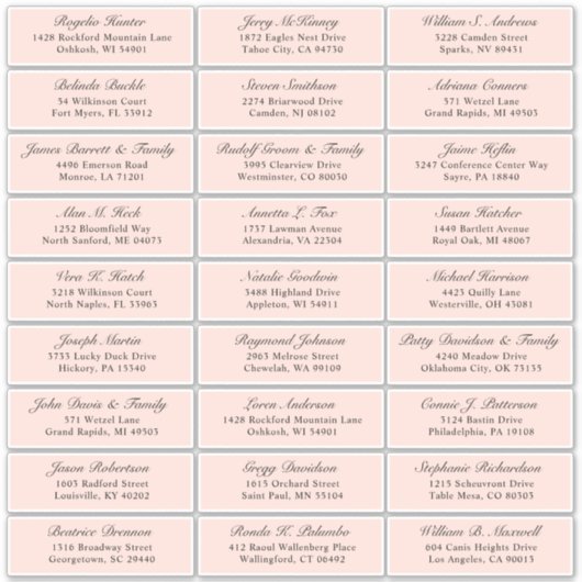 Der Aufkleber für die Adresse eines Hochzeitgästen (Vorderseite)