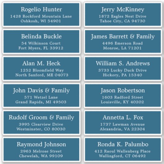 Der Aufkleber für die Eheratationsadressen kann in (Vorderseite)