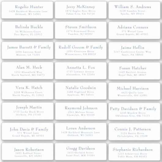 Der Aufkleber für die Eheratationsadressen kann in (Vorderseite)