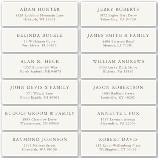 Der Aufkleber für die Eheratationsadressen kann in (Vorderseite)