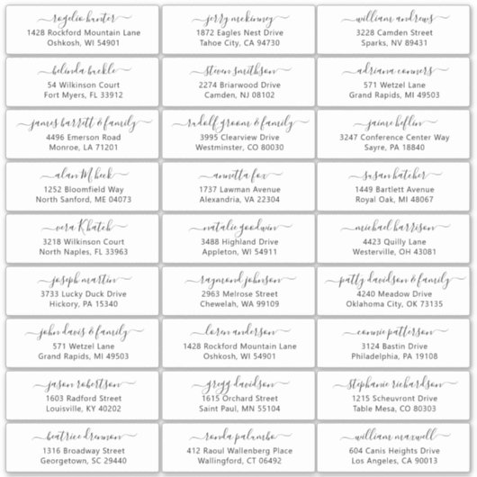 Der Aufkleber für die Eheratationsadressen kann in (Vorderseite)