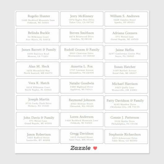 Der Aufkleber für die Eheratationsadressen kann in (Blatt)