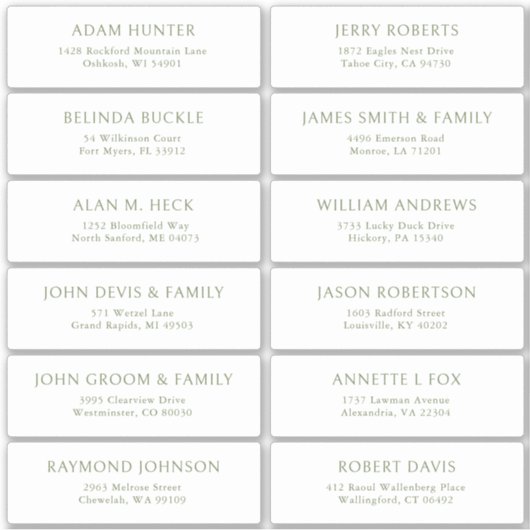 Der Aufkleber für die Eheratationsadressen kann in (Vorderseite)