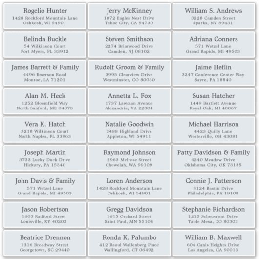 Der Aufkleber für die Eheratationsadressen kann in (Vorderseite)