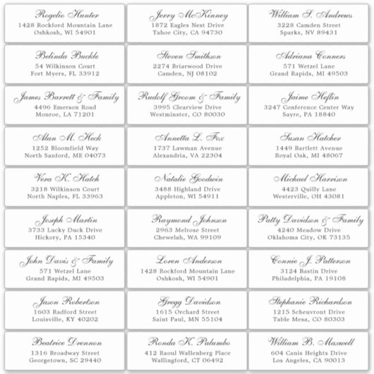 Der Aufkleber für die Eheratationsadressen kann in (Vorderseite)