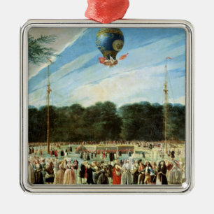 Der Aufstieg des Montgolfier Ballons an Silbernes Ornament