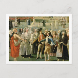 Der Aufstieg eines Hot-Air-Ballons in Madrid, Deta Postkarte