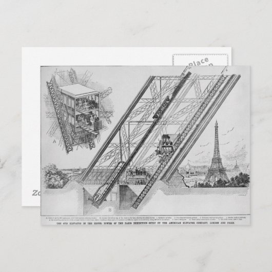 Der Aufzug Otis im Eiffelturm Postkarte (Vorne/Hinten)