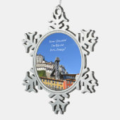 Der Aufzug, Porto Portugal Weihnachtsschmuck Schneeflocken Zinn-Ornament (Rechts)