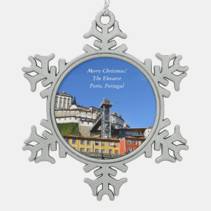 Der Aufzug, Porto Portugal Weihnachtsschmuck Schneeflocken Zinn-Ornament