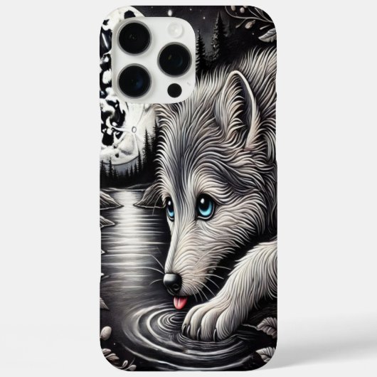 Der Augenblick des weißen Wolfs am Mondschein Case-Mate iPhone Hülle (Rückseite)