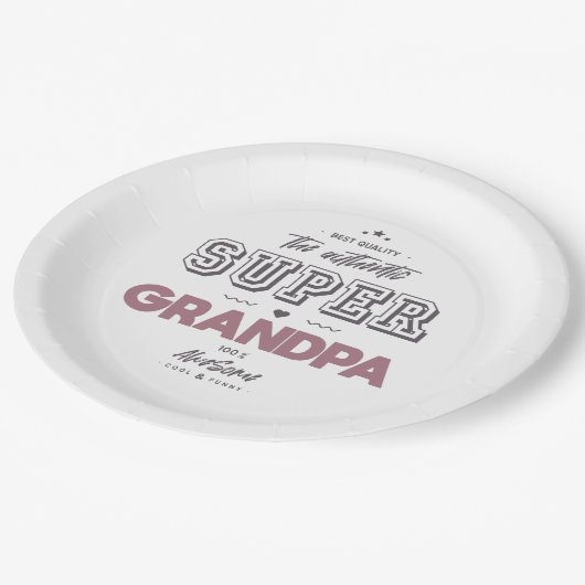 Der authentische Supergroßvater Pappteller (Schrägansicht)