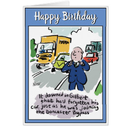 Der Autofahrer merkt, dass er sein Auto vergessen 