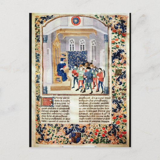 Der Autor, der den Bauern sein Buch vorstellt Postkarte (Vorderseite)