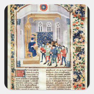 Der Autor, der sein Buch den Bauern darstellt Quadratischer Aufkleber