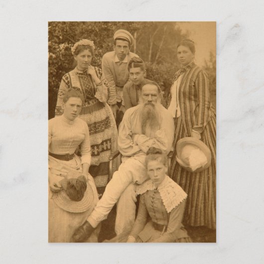 Der Autor Leo Tolstoi mit seiner Familie Postkarte (Vorderseite)