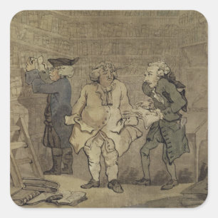 Der Autor und sein Herausgeber, 1784 (grau waschen Quadratischer Aufkleber