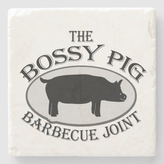 Der autoritäre Schweine-Barbecue-Schuppen Steinuntersetzer (Vorderseite)