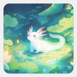 Der Axolotl Secret Garden Quadratischer Aufkleber