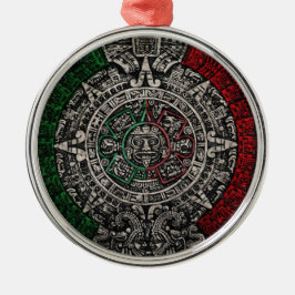 Der aztekische Steinkalender Mexikos Sun Ornament Aus Metall