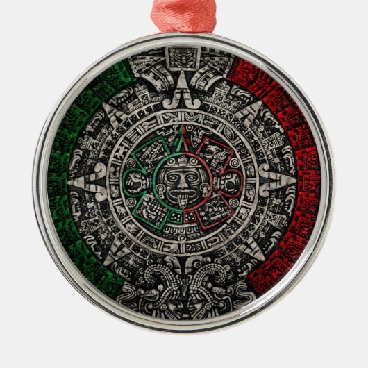 Der aztekische Steinkalender Mexikos Sun Ornament Aus Metall (Vorne)