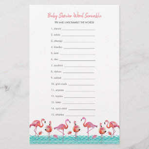 Der Baby-Duschen- des Flamingo- Flyer Wort-der Briefpapier