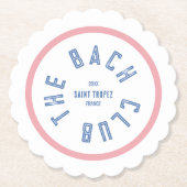 Der Bach Club Blue Wappen Rosa Streifen Untersetzer (Vorderseite)