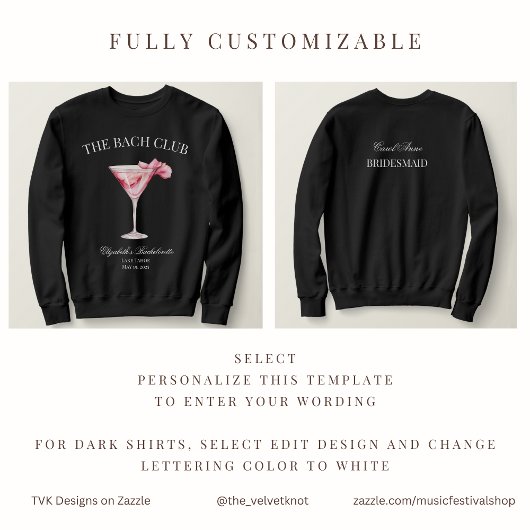 Der Bach Club Pink Cocktail Black Sweatshirt