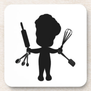 Der Bäcker schüttelt seine Utensils / Werkzeuge Getränkeuntersetzer