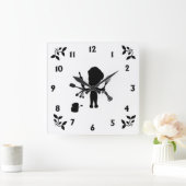 Der Bäcker schüttelt seine Utensils / Werkzeuge Quadratische Wanduhr (Zuhause)