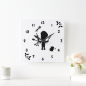 Der Bäcker schüttelt seine Utensils / Werkzeuge Quadratische Wanduhr (Zuhause)