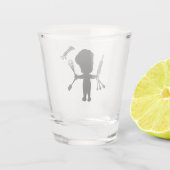 Der Bäcker schüttelt seine Utensils / Werkzeuge Schnapsglas (Rückseite)