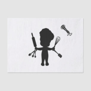 Der Bäcker schüttelt seine Utensils / Werkzeuge Seidenpapier