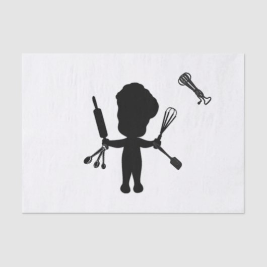 Der Bäcker schüttelt seine Utensils / Werkzeuge Seidenpapier (Vorderseite)