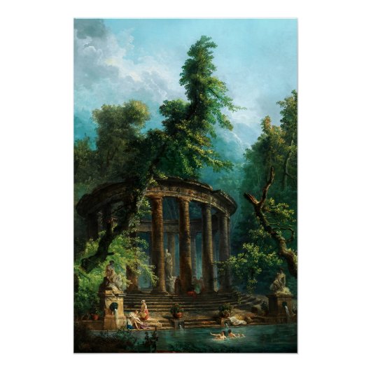 Der Badepool von Hubert Robert Poster (Vorderseite)