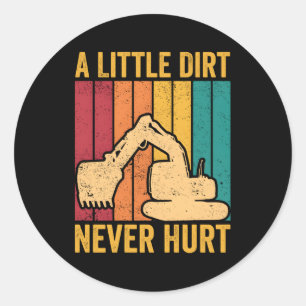 Der Baggerbetreiber trägt ein wenig Schmutz nie. Runder Aufkleber