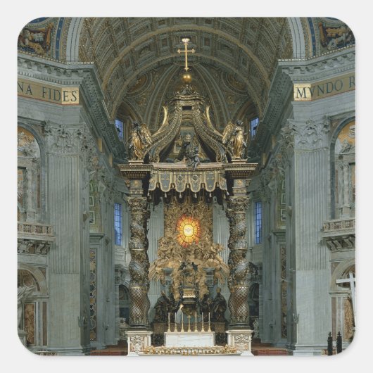 Der Baldacchino, der Hochaltar und der Stuhl Quadratischer Aufkleber (Vorderseite)