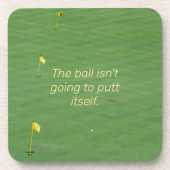 Der Ball wird sich nicht zum sonnigen Golfplatz Pu Getränkeuntersetzer (Vorderseite)