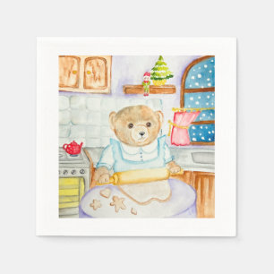 Der Bär backt Lebkuchen Serviette