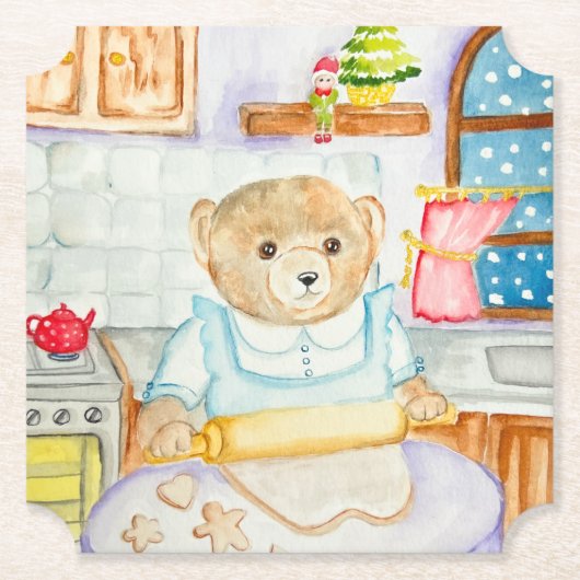 Der Bär backt Lebkuchen Untersetzer (Vorderseite)
