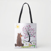 Der Bär beobachtet den blühenden Baum und den blüh Tasche (Vorderseite)