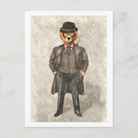 Der Bär ist ein lustiger Bär in einem Anzug Postkarte (Vorderseite)